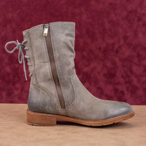 Sofft Women Sharnell Low Distress Grey Suede Back Lace-up Mid Calf boots sz 7 - Picture 8 of 8